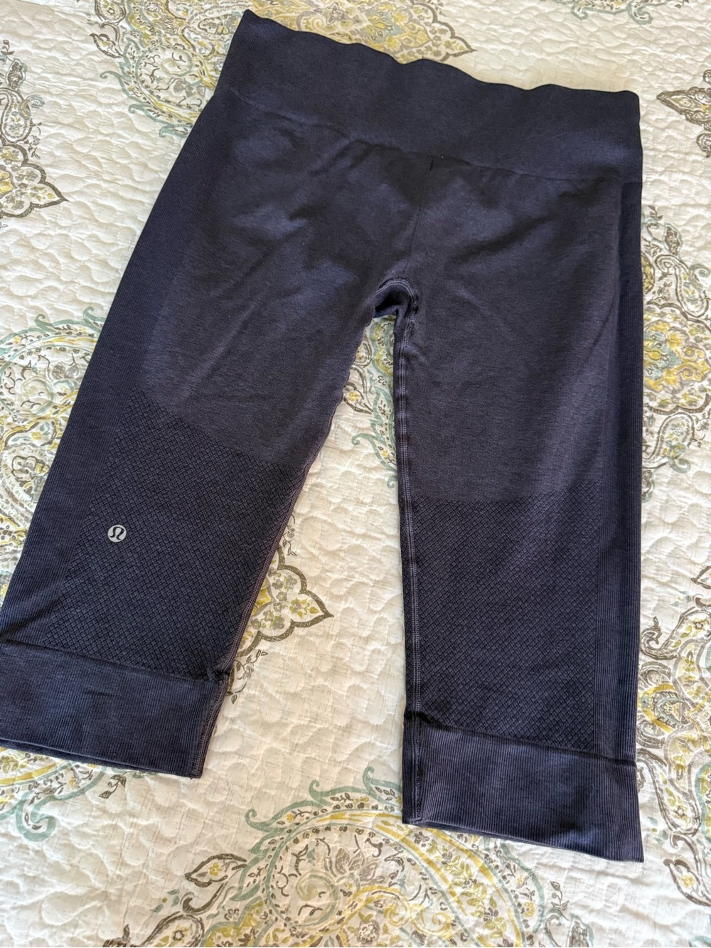 Lululemon Seamlessly Street Crop Heathered Naval Blue Seamless Leggings